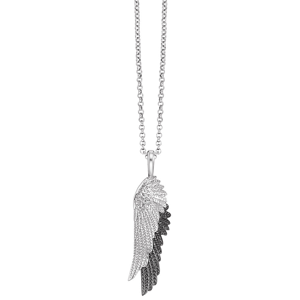 ENGELSRUFER SILVER BLACK WING DUO NECKLACE