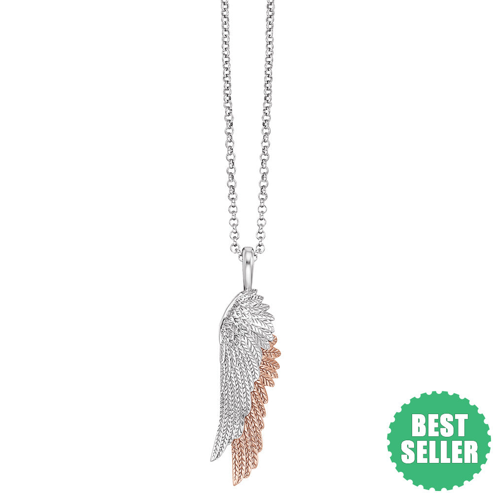 ENGELSRUFER SILVER ROSE GOLD WING DUO NECKLACE