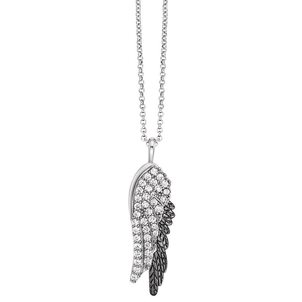 ENGELSRUFER SILVER BLACK WING DUO CZ NECKLACE