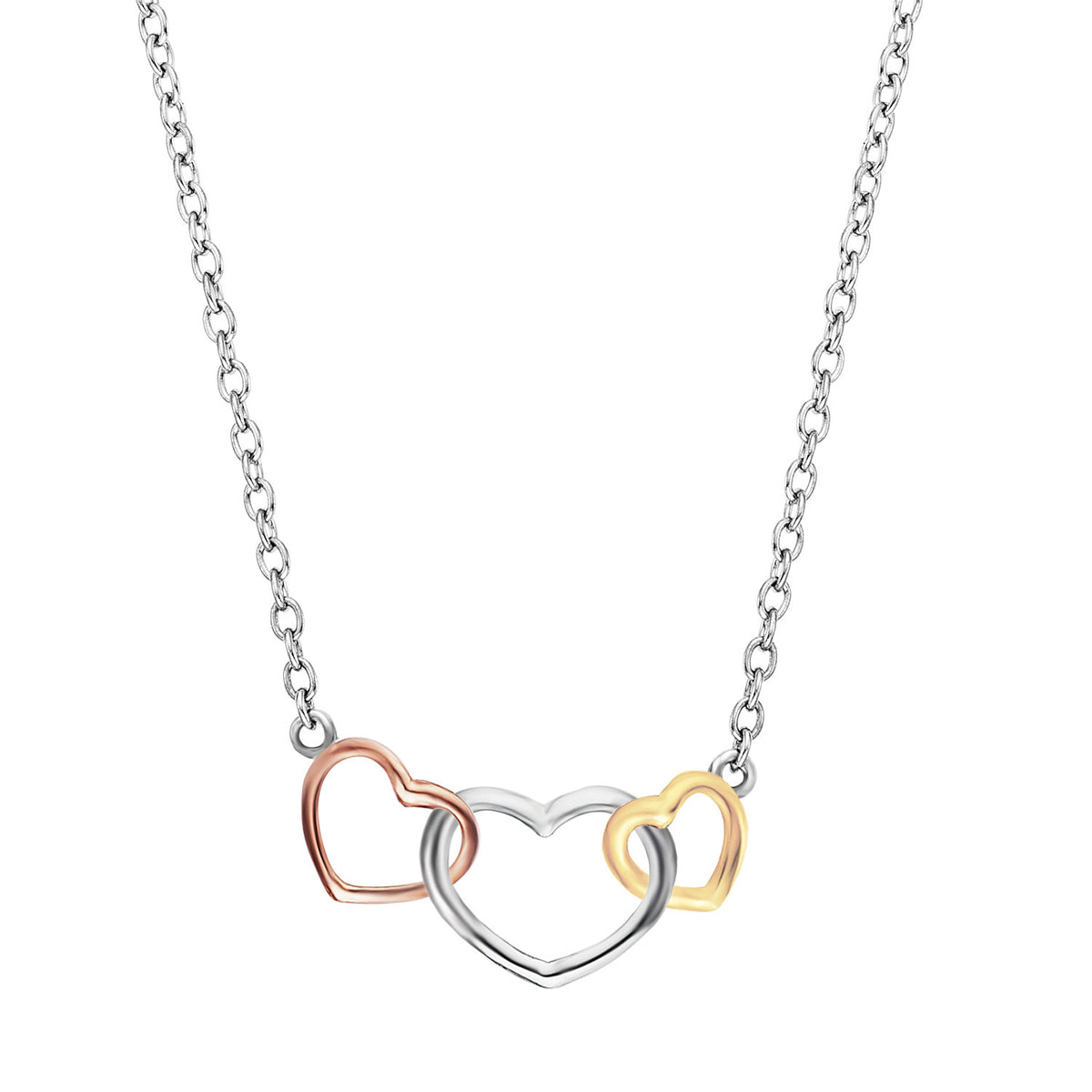 ENGELSRUFER SILVER WITH LOVE 3-HEARTS INTERLOCKING NECKLACE