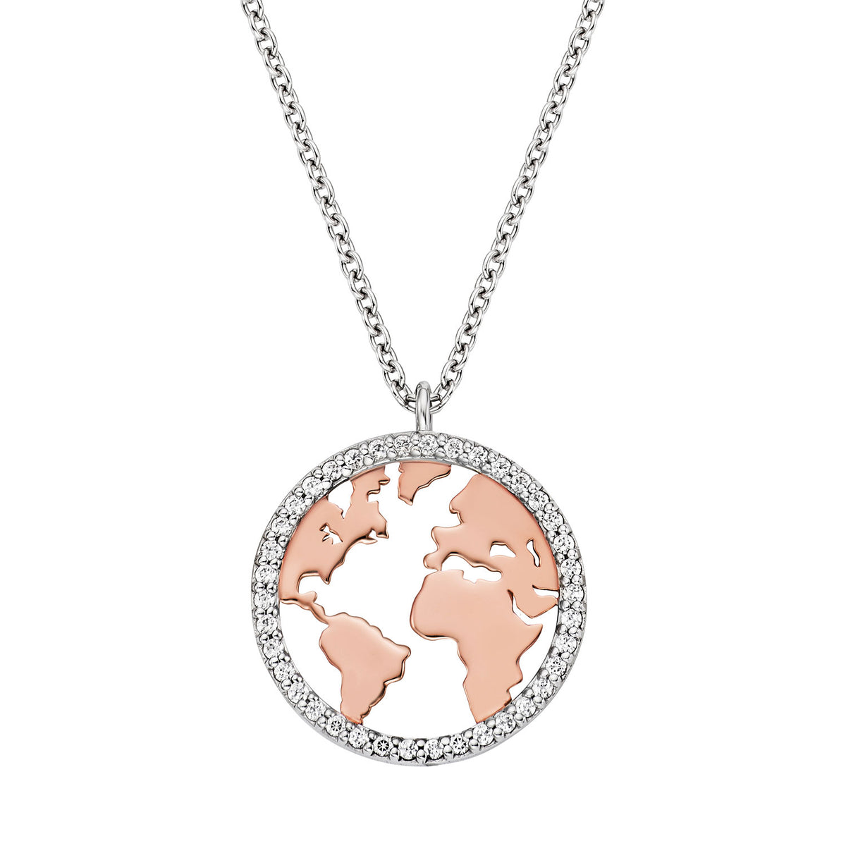 ENGELSRUFER SILVER ROSE GOLD WORLD NECKLACE
