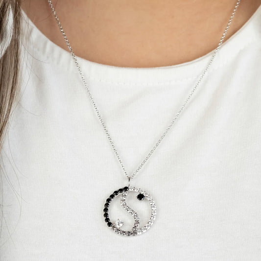 ENGELSRUFER SILVER DARK SHADE YIN YANG BALANCE CZ NECKLACE