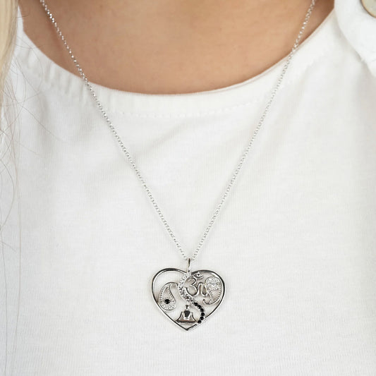 ENGELSRUFER SILVER YIN YANG BALANCE BUDDHA OM HEART CZ NECKLACE