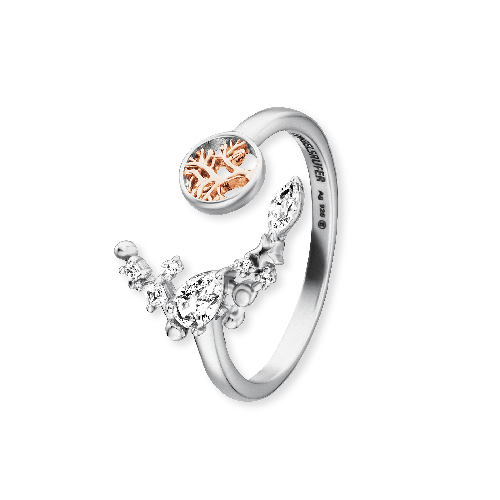 ENGELSRUFER SILVER ROSE GOLD MOONLIGHT TREE OF LIFE RING