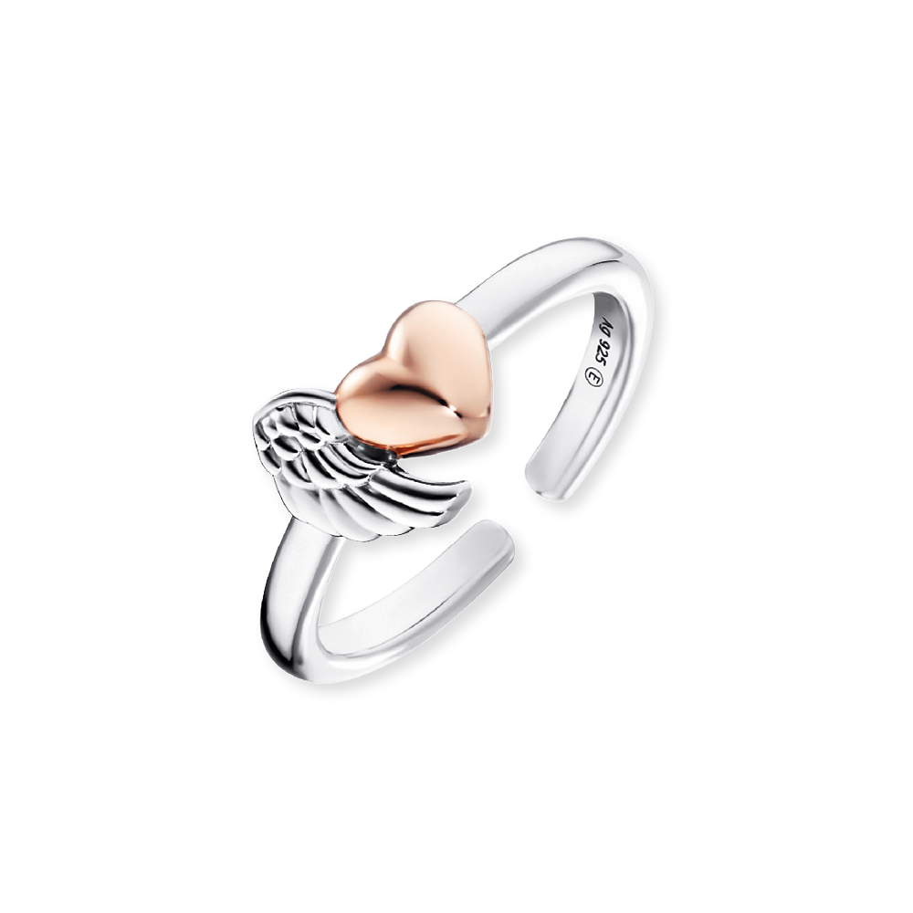 ENGELSRUFER SILVER ROSE GOLD HEARTWING RING