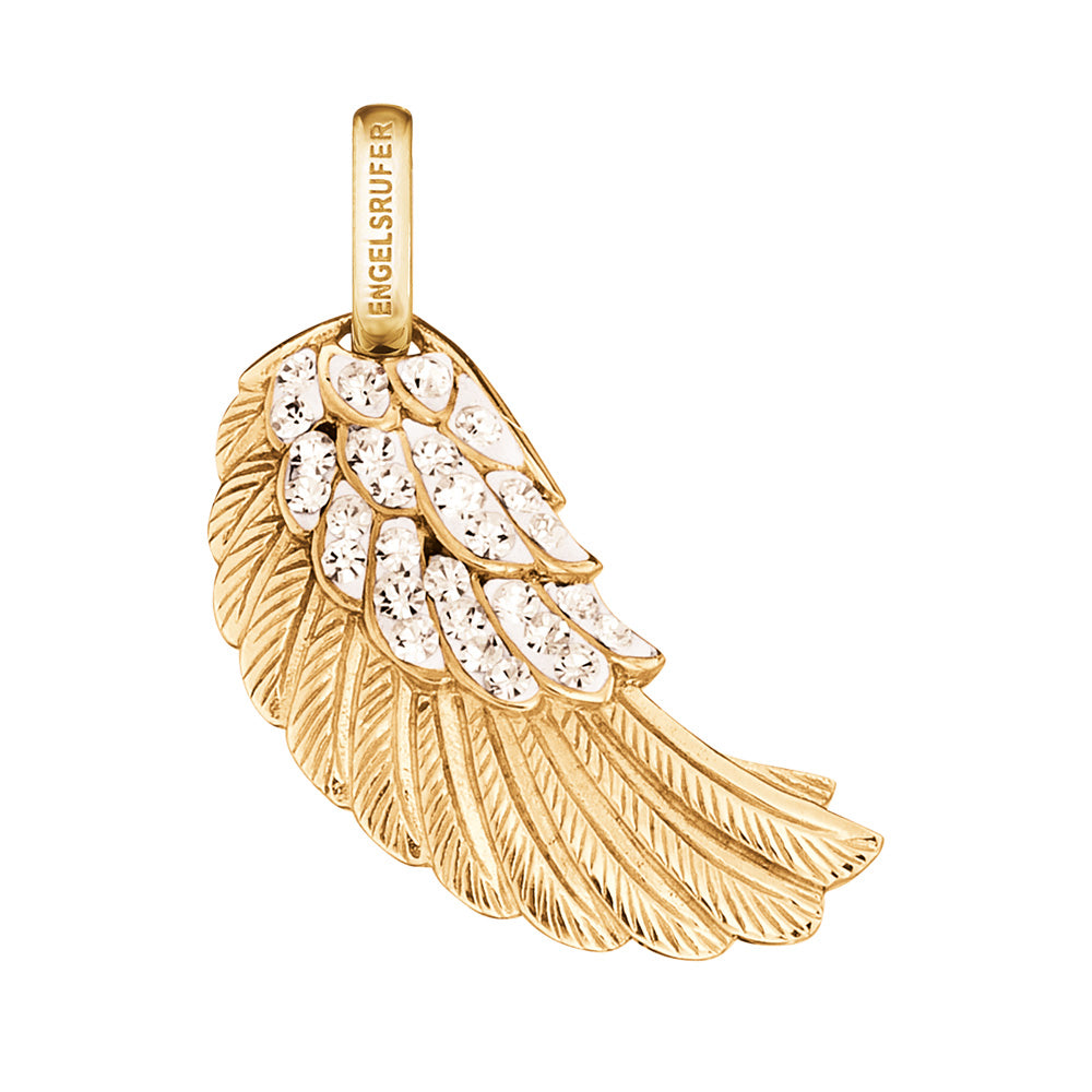 ENGELSRUFER GOLD HALF CRYSTAL MEDIUM WING PENDANT