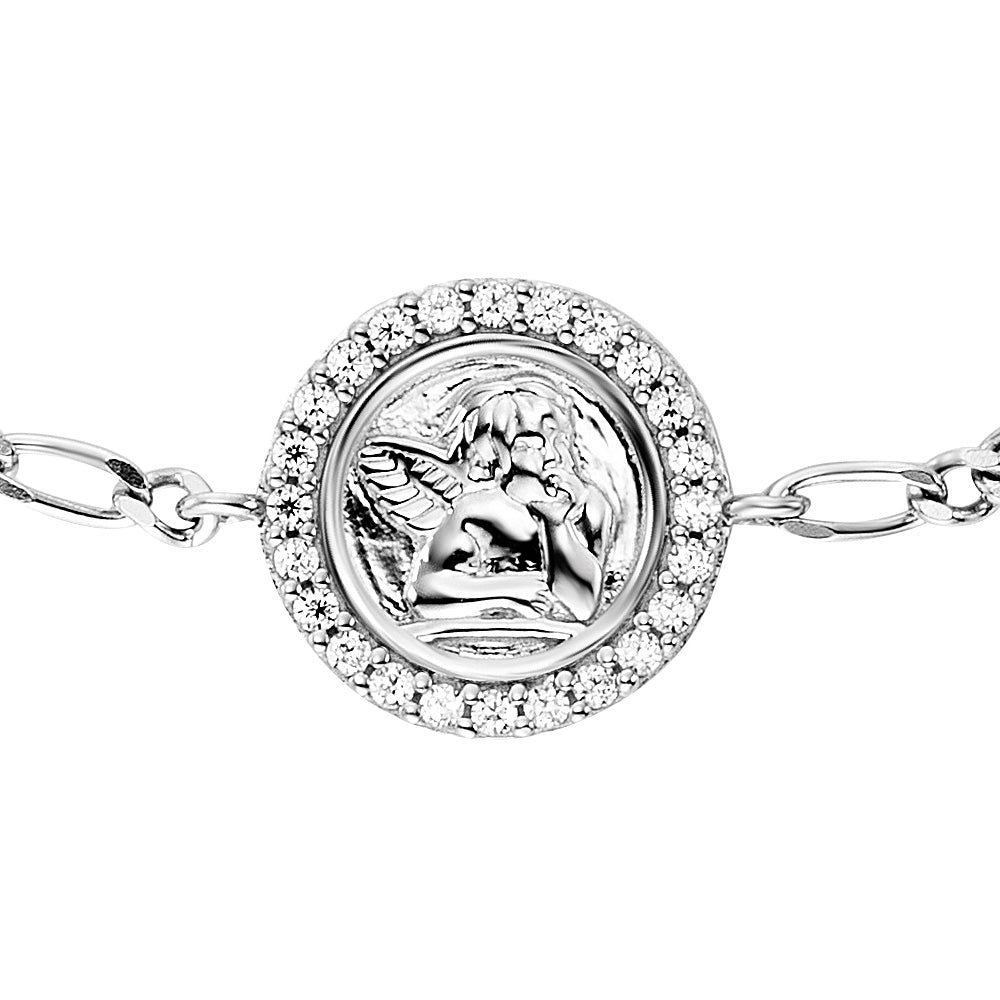 HERZENGEL CHERUB ANGEL MEDALLION CZ BRACELET