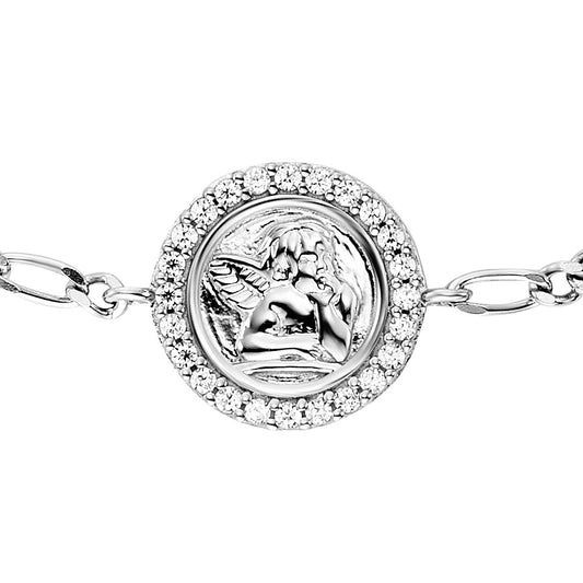 HERZENGEL CHERUB ANGEL MEDALLION CZ BRACELET