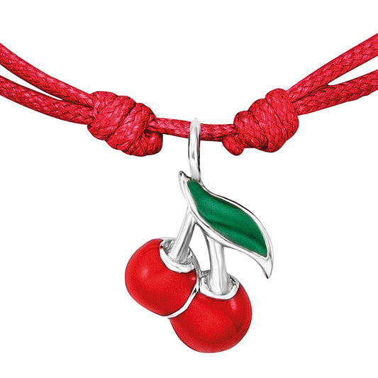HERZENGEL SILVER CHERRY ADJUSTABLE CORD BRACELET