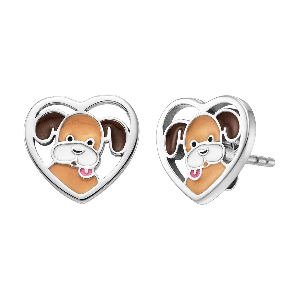 HERZENGEL DOG HEART CHILDREN'S STUD EARRINGS