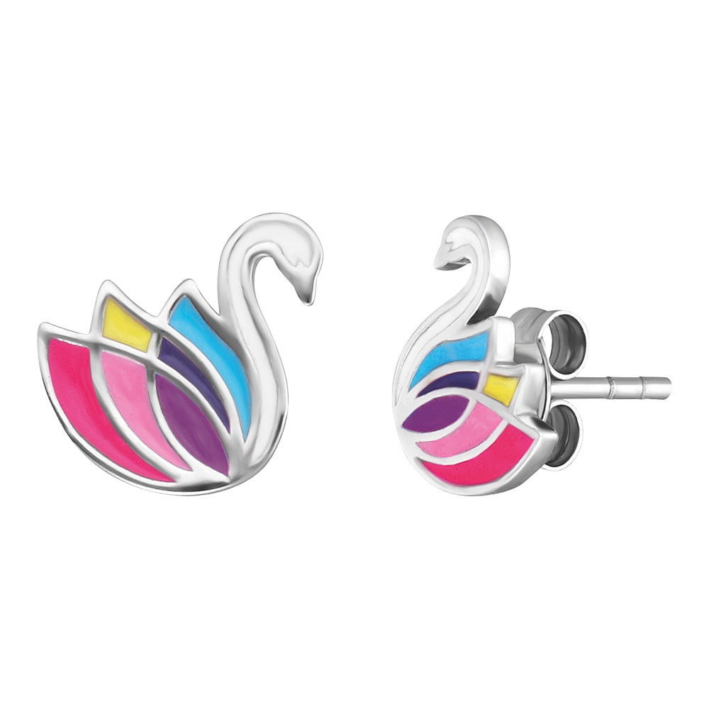 HERZENGEL SWAN ENAMEL EARRINGS