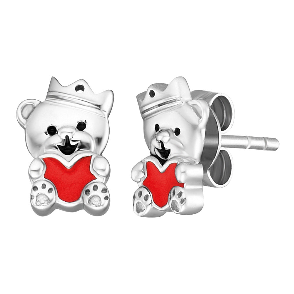 HERZENGEL TEDDY HEART ENAMEL EARRINGS