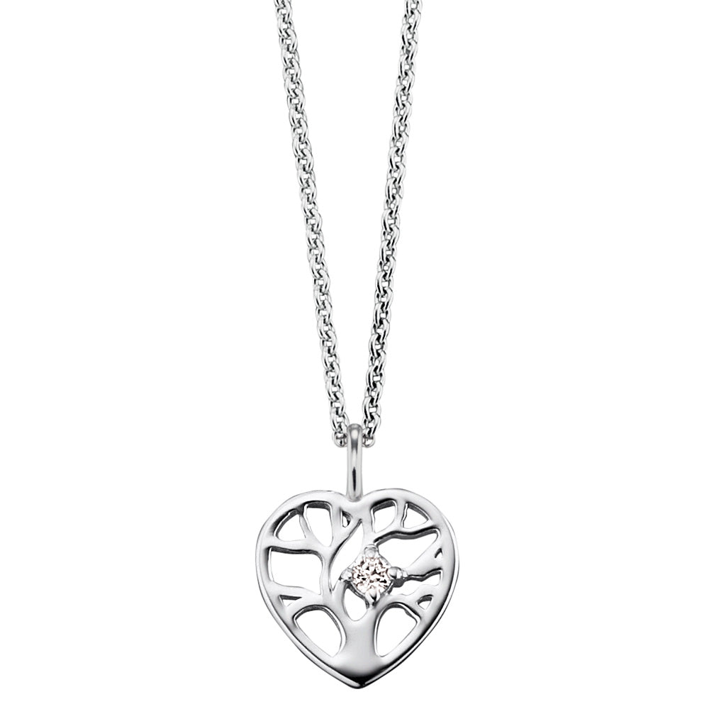 HERZENGEL TREE OF LIFE HEART CZ CHILDREN'S NECKLACE