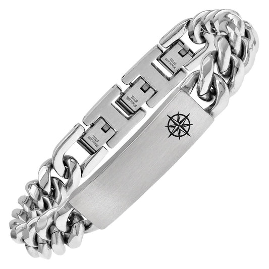 SAVE BRAVE BARNEY COMPASS ID STAINLESS STEEL BRACELET