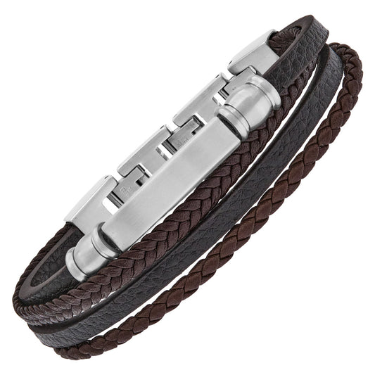 SAVE BRAVE FELIX BROWN LEATHER ID BRACELET