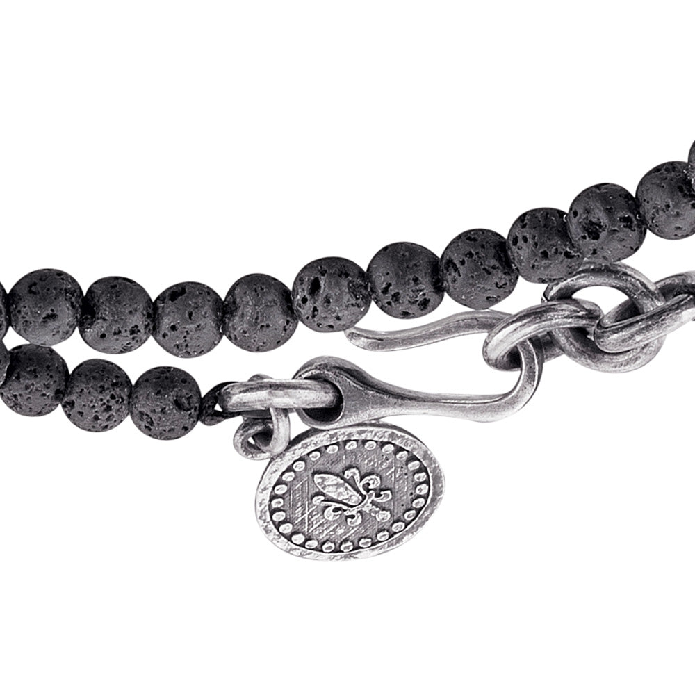 SAVE BRAVE STEEL LAVA BEAD SWORD WRAPAROUND BRACELET