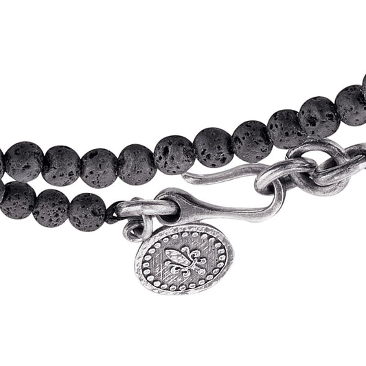 SAVE BRAVE STEEL LAVA BEAD SWORD WRAPAROUND BRACELET