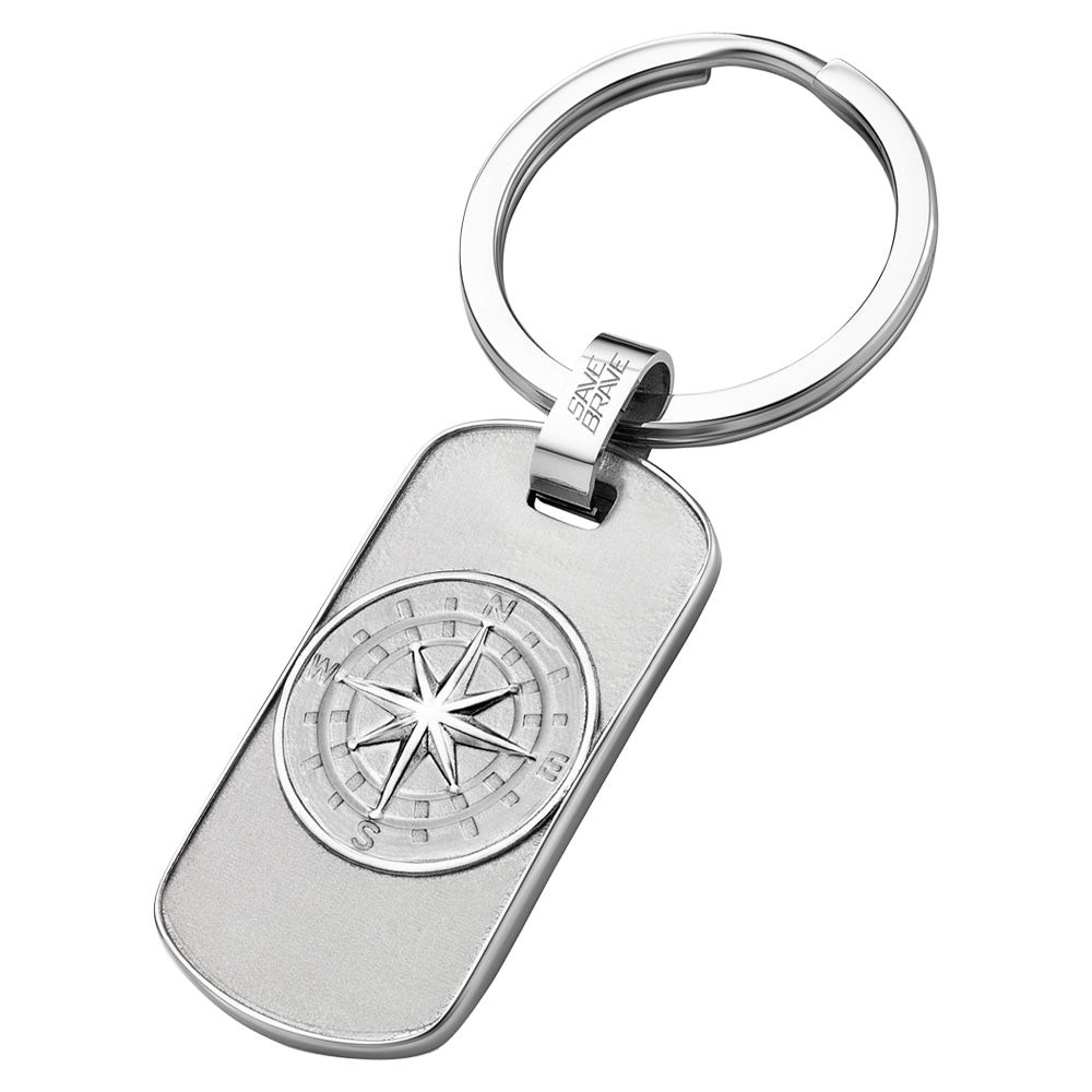 SAVE BRAVE NORTH STAR COMPASS DOG TAG STEEL KEY RING