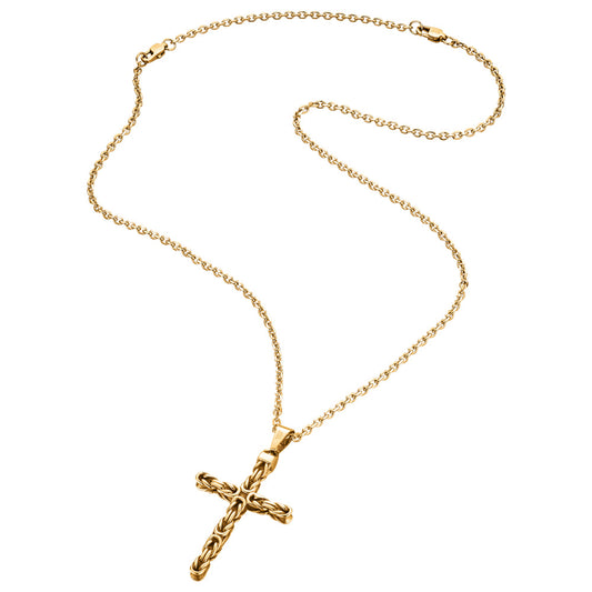 SAVE BRAVE DAN GOLD STEEL KNOT CROSS NECKLACE