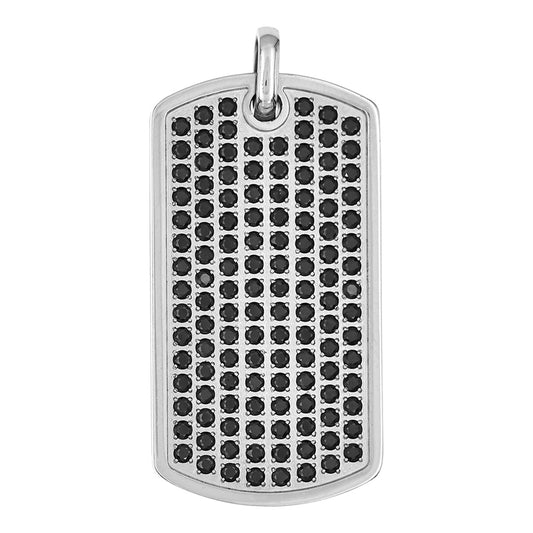 SAVE BRAVE GARETT BLACK PAVE CZ DOG TAG STAINLESS STEEL NECKLACE