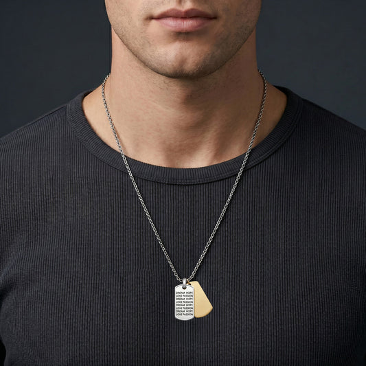 SAVE BRAVE HOPE DOUBLE DOG TAG NECKLACE