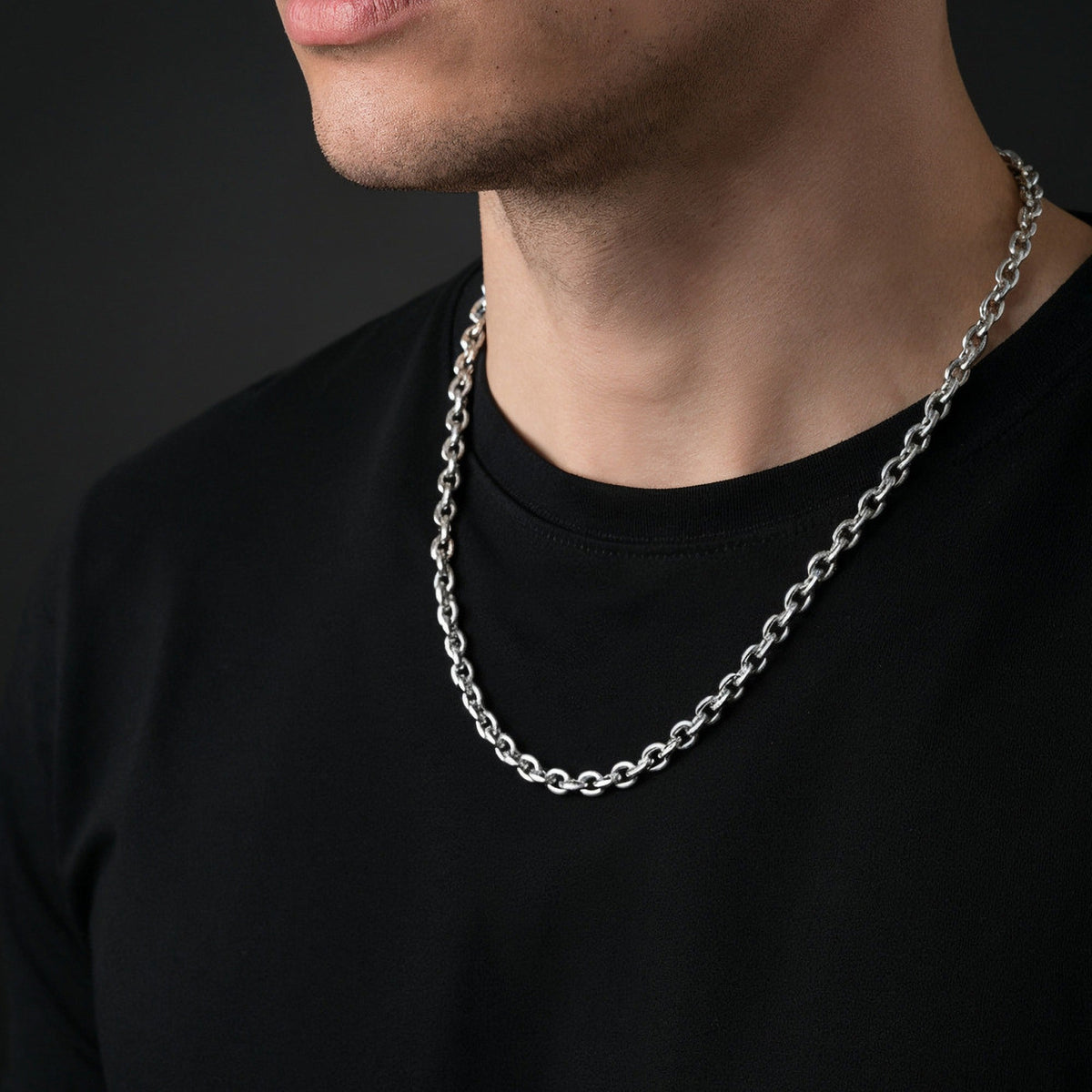 SAVE BRAVE SILVER 6MM LINK CHAIN NECKLACE
