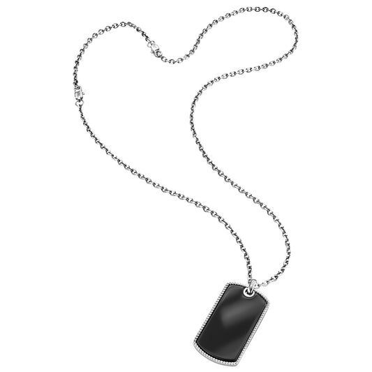 SAVE BRAVE BLACK ONYX STEEL MEN'S DOG TAG NECKLACE