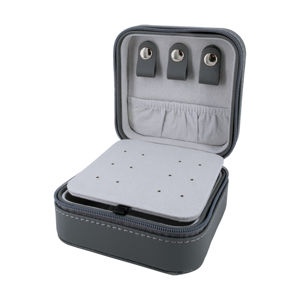 ENGELSRUFER FAUX LEATHER GREY JEWELLERY CASE