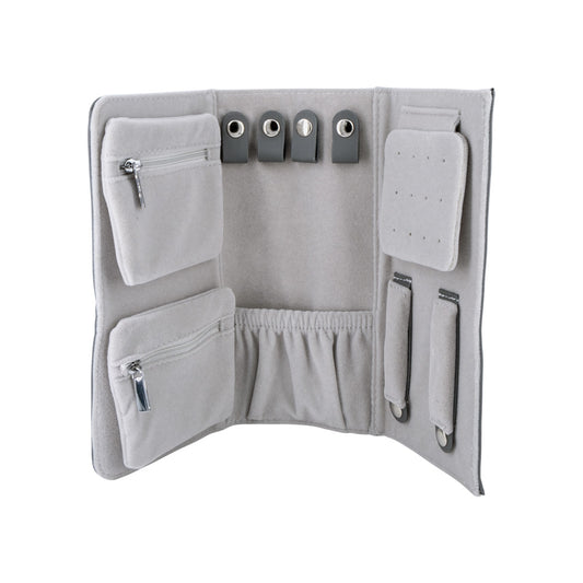 ENGELSRUFER FAUX LEATHER GREY JEWELLERY ROLL