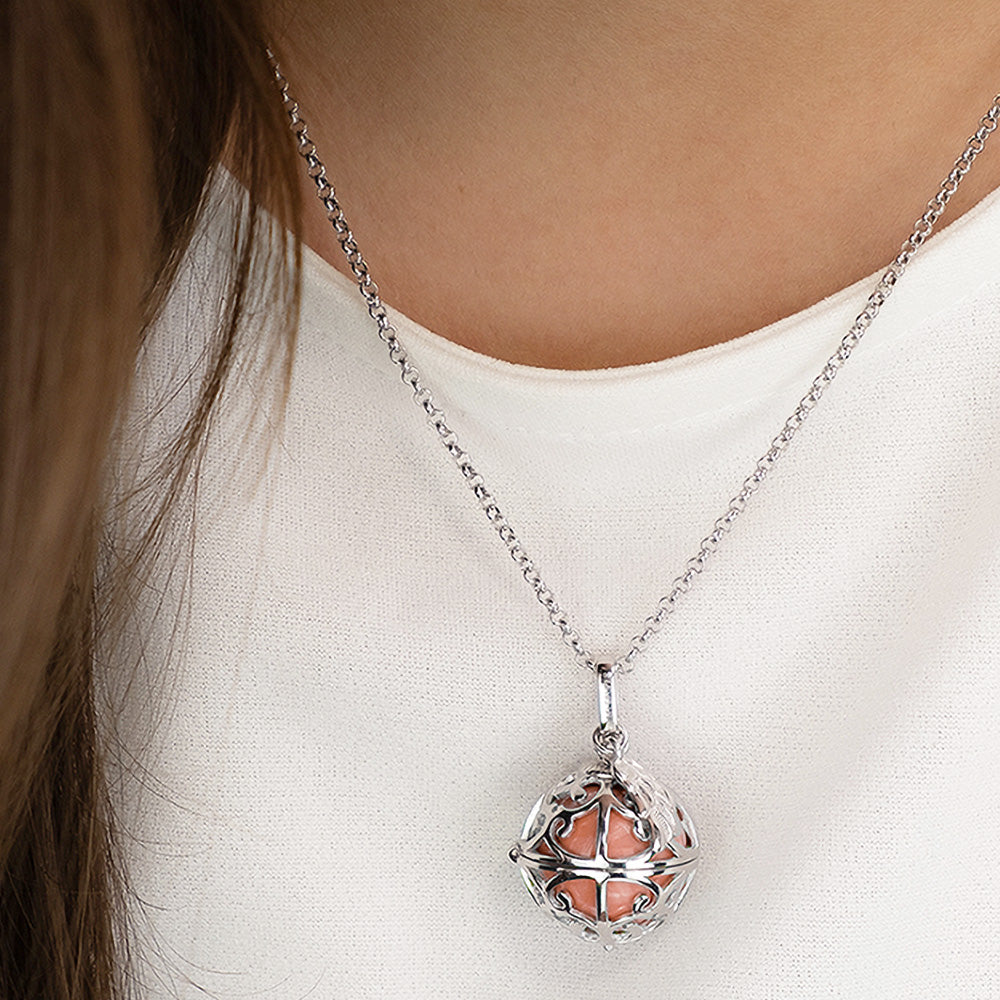 ENGELSRUFER SILVER ROSE GOLD SMALL ANGEL WING SOUNDBALL PENDANT