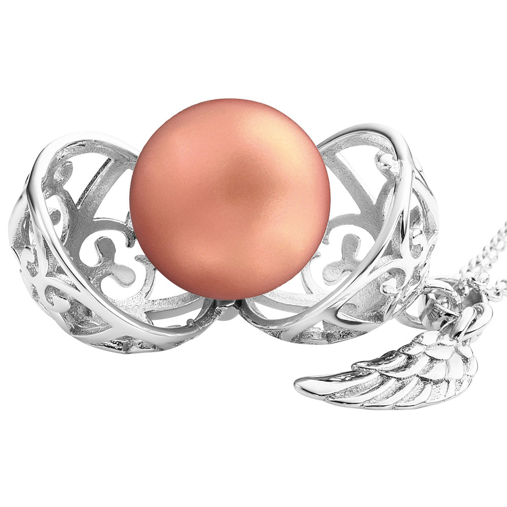 ENGELSRUFER SILVER ROSE GOLD SMALL ANGEL WING SOUNDBALL PENDANT