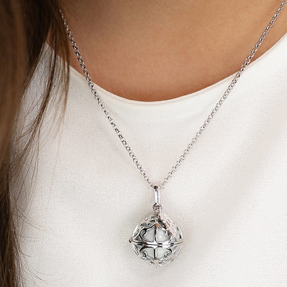 ENGELSRUFER SILVER WHITE PEARL SMALL ANGEL WING SOUNDBALL PENDANT