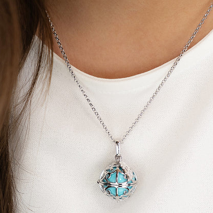 ENGELSRUFER SILVER TURQUOISE PEARL SMALL ANGEL WING SOUNDBALL PENDANT
