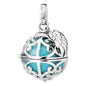 ENGELSRUFER SILVER TURQUOISE PEARL SMALL ANGEL WING SOUNDBALL PENDANT
