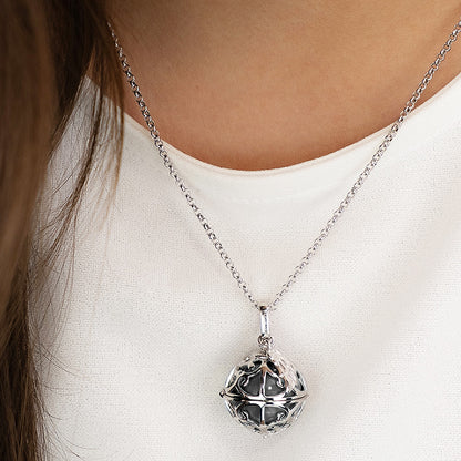 ENGELSRUFER SILVER GREY PEARL SMALL WING ANGEL SOUNDBALL PENDANT