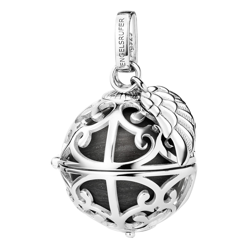 ENGELSRUFER SILVER GREY PEARL SMALL WING ANGEL SOUNDBALL PENDANT