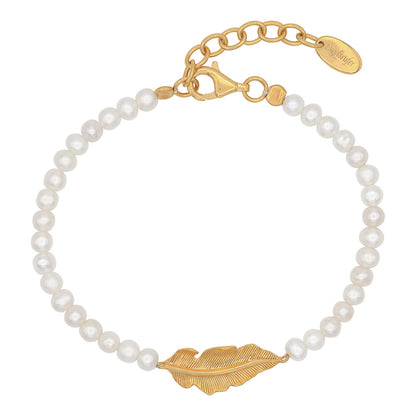 ENGELSRUFER GOLD GLORY FEATHER PEARL BRACELET