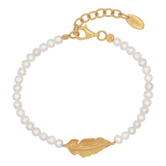 ENGELSRUFER GOLD GLORY FEATHER PEARL BRACELET