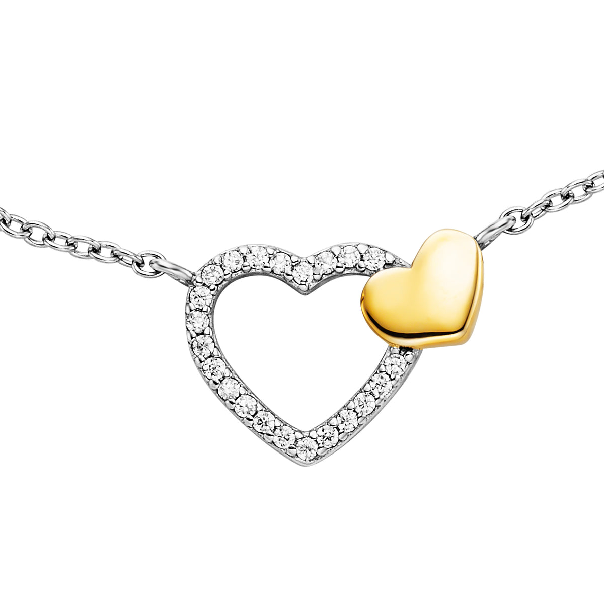 ENGELSRUFER SILVER & GOLD HEART BEAT CZ BRACELET