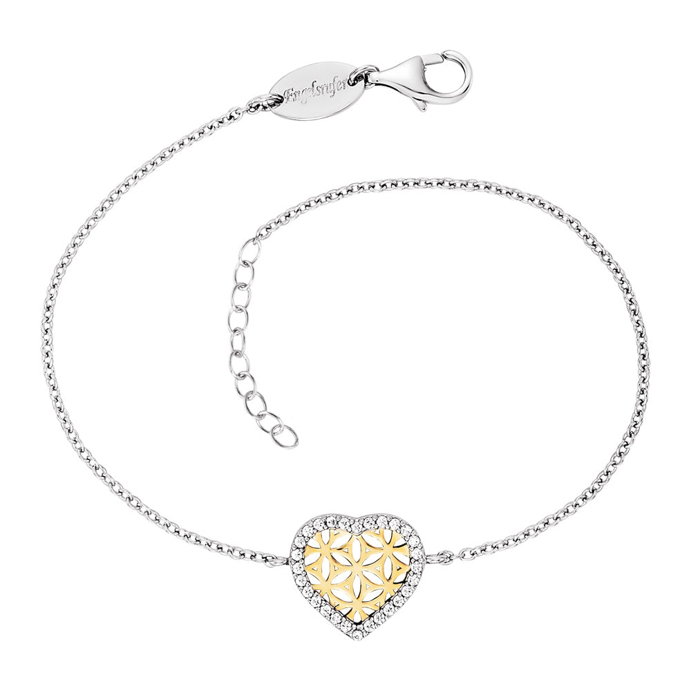 ENGELSRUFER GOLD FLOWER OF LIFE HEART CZ BRACELET