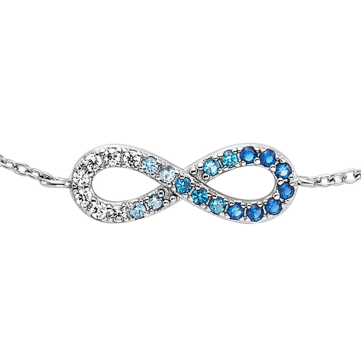 ENGELSRUFER SILVER OCEAN BLUE INFINITY CZ BRACELET