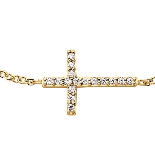ENGELSRUFER GOLD CZ LITTLE CROSS BRACELET
