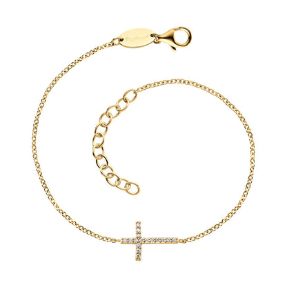 ENGELSRUFER GOLD CZ LITTLE CROSS BRACELET