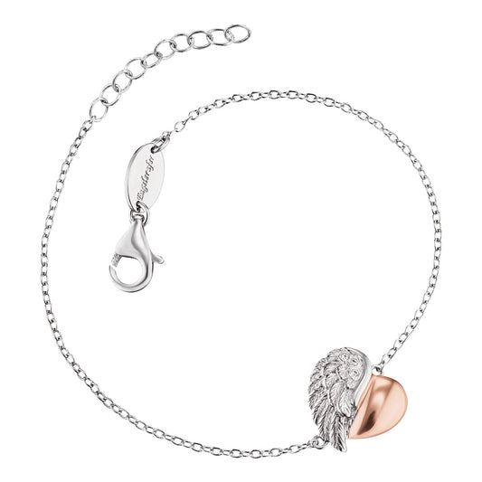 ENGELSRUFER SILVER ROSE GOLD HEARTWING CZ BRACELET