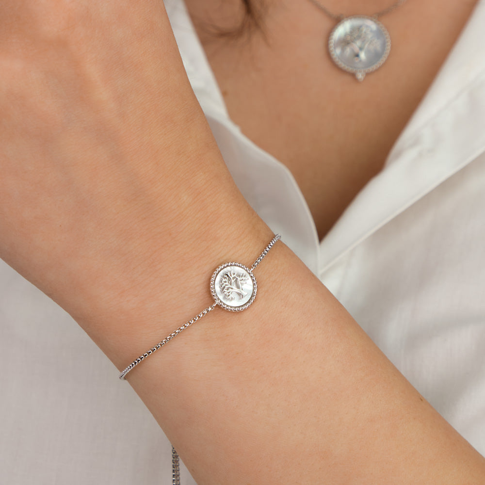ENGELSRUFER SILVER TREE OF LIFE MOTHER OF PEARL BRACELET