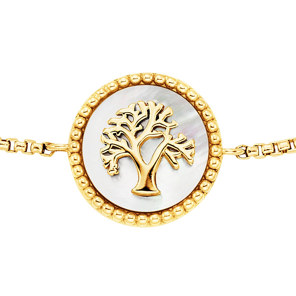 ENGELSRUFER GOLD TREE OF LIFE MOTHER OF PEARL BRACELET