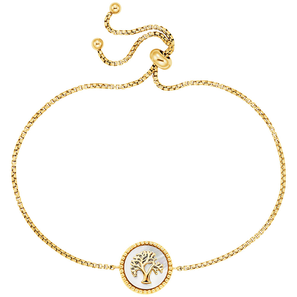 ENGELSRUFER GOLD TREE OF LIFE MOTHER OF PEARL BRACELET