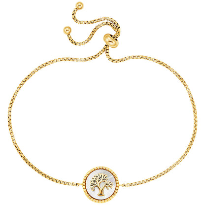 ENGELSRUFER GOLD TREE OF LIFE MOTHER OF PEARL BRACELET