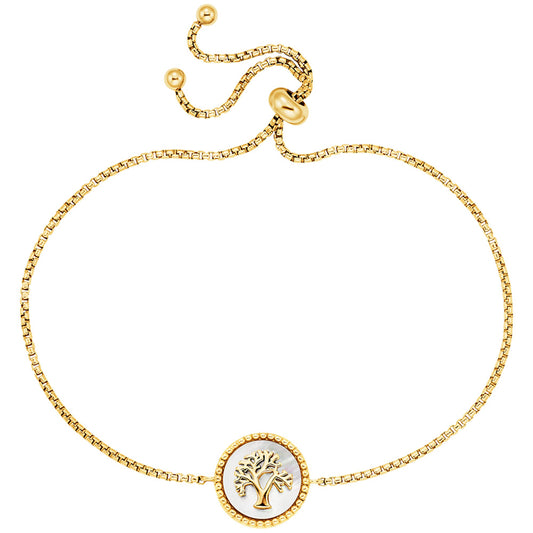 ENGELSRUFER GOLD TREE OF LIFE MOTHER OF PEARL BRACELET