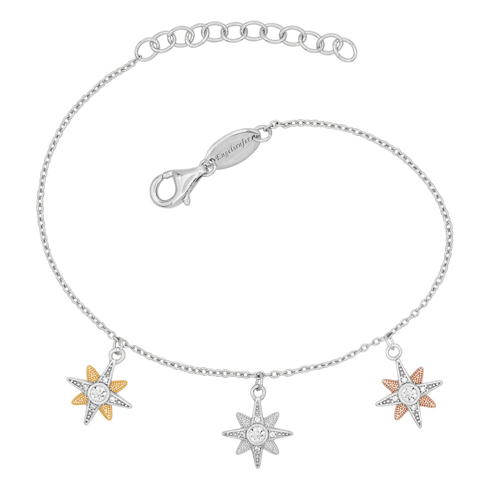 ENGELSRUFER SILVER TRI-COLOUR NEW STAR BRACELET